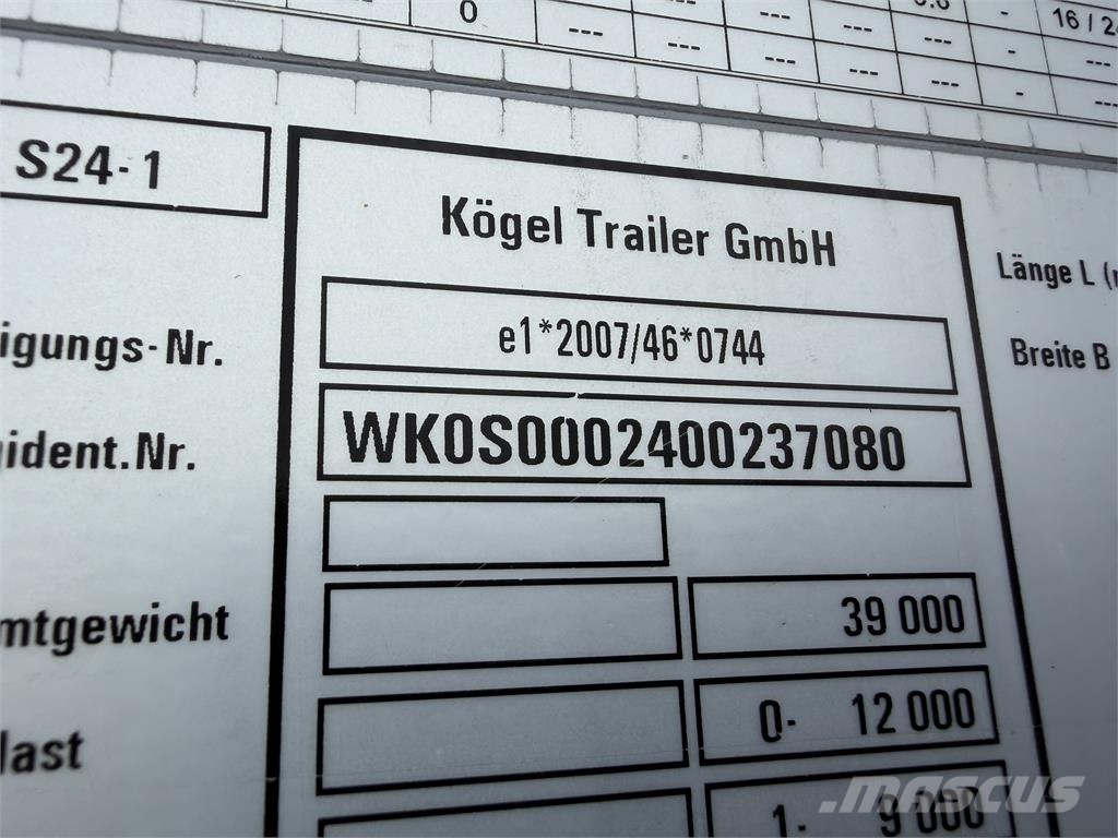 Kögel SN 24 VIN 080 Semirremolques de caja de lona