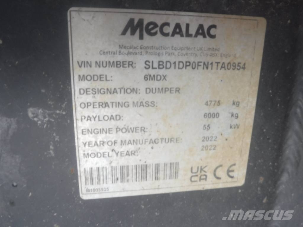 Mecalac 6 MDX Dumpers εργοταξίου
