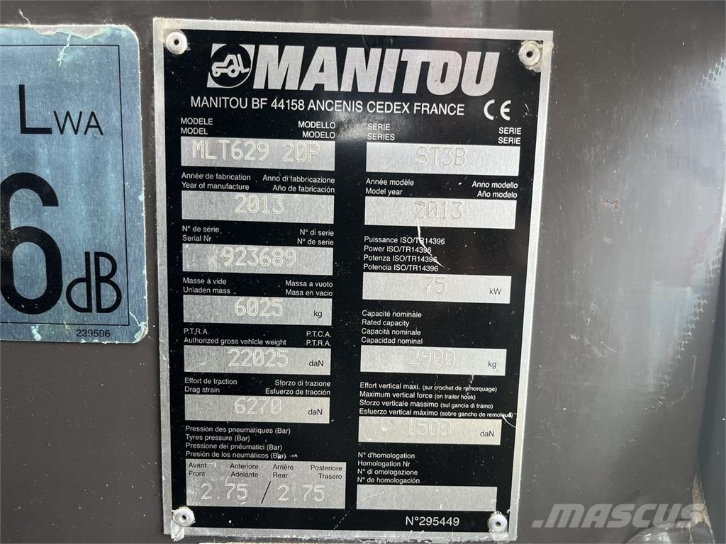 Manitou MLT629-20 PREMIUM 농업용 텔레 핸들러