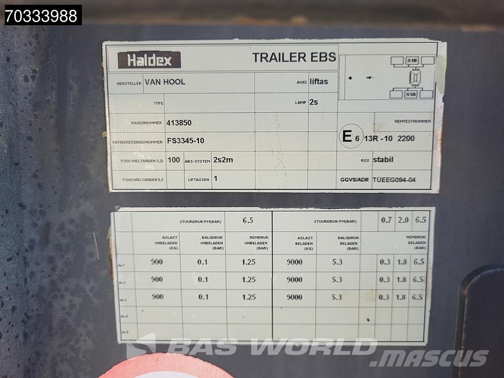 Van Hool Steillader 90% 20ft Kip Remote Control Lift Axle B 貨櫃框架半拖車