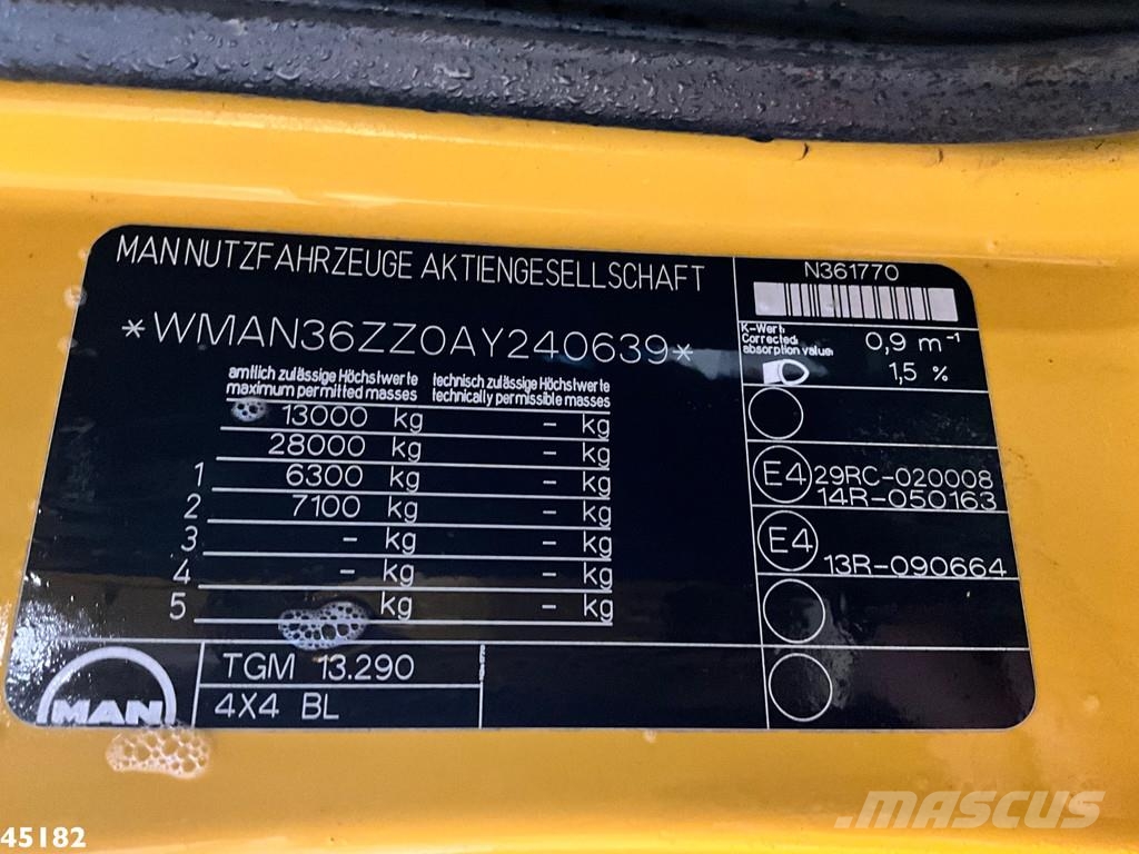 MAN TGM 13.290 4x4 Hiab 9 Tonmeter laadkraan Just 222. Visurgājēji celtņi