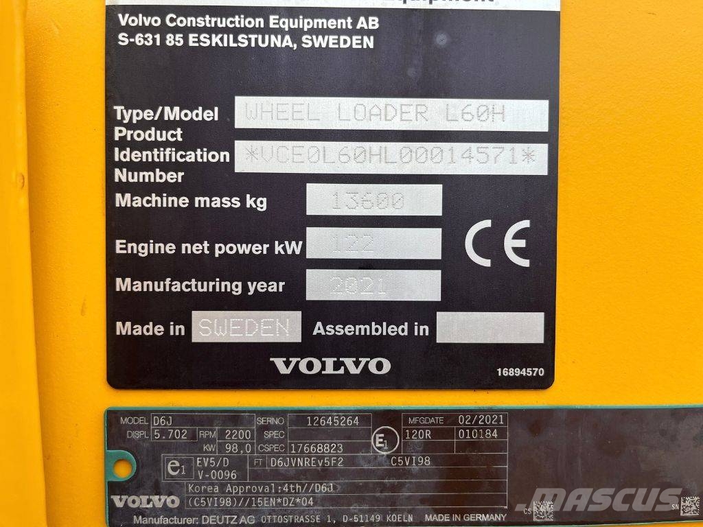 Volvo L 60 H Iekrāvēji uz riteņiem