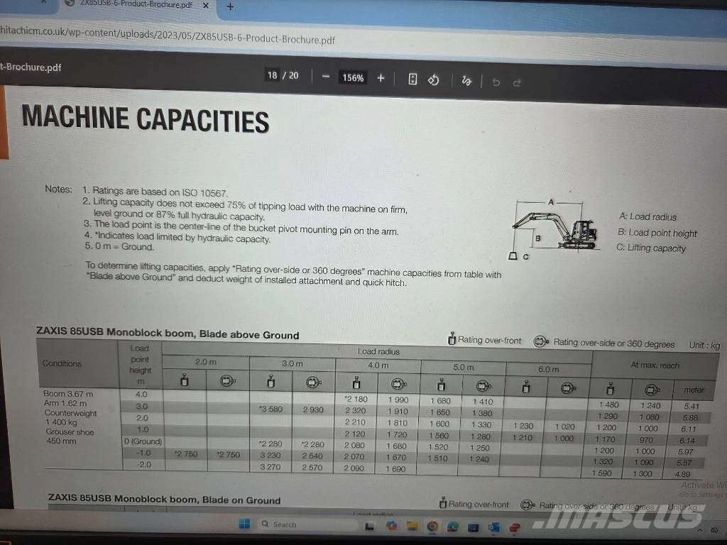 Hitachi ZX 85-6, 2023, 2.314H, Quick coupler+3 new buckets Escavadeiras Midi 7t - 12t