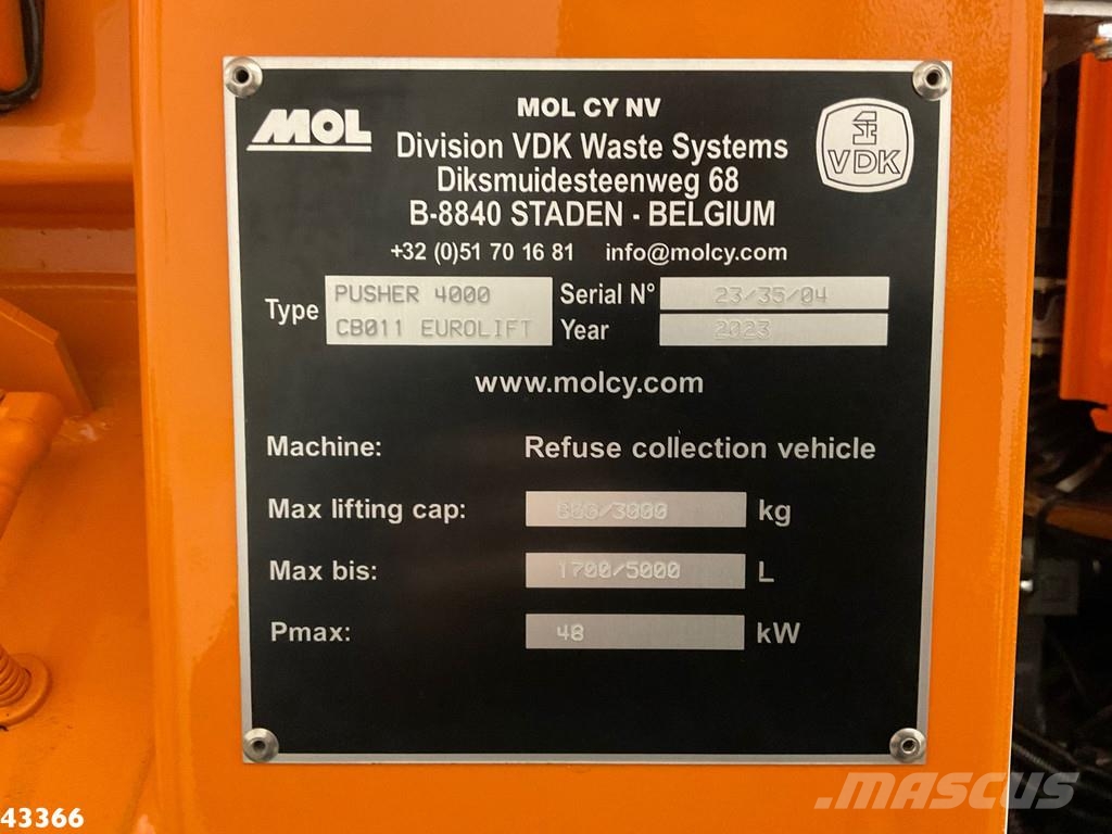 DAF FAN CF 340 VDK 22m³ AE Weighing system 폐기물 수거 트럭