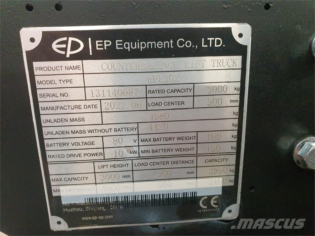 EP Equipment EFL302 Electric forklifts