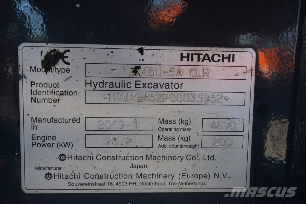 Hitachi ZX 48 U-5A Mini bagri <7t