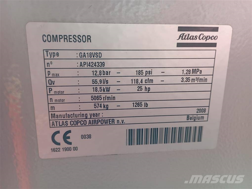 Atlas Copco GA18 VSDFF 压缩机