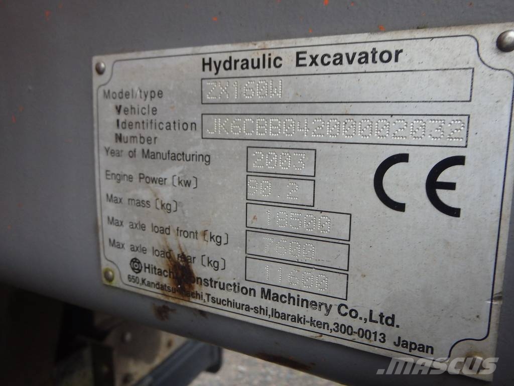 Hitachi ZX 160 W Engcon Pyöräkaivukoneet