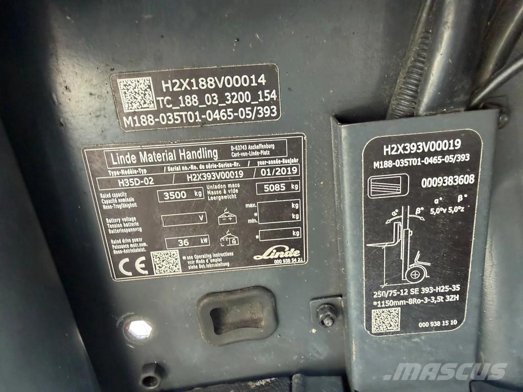 Linde H35D Triplex Freelift Sideshift 4 Valves شاحنات الديزل