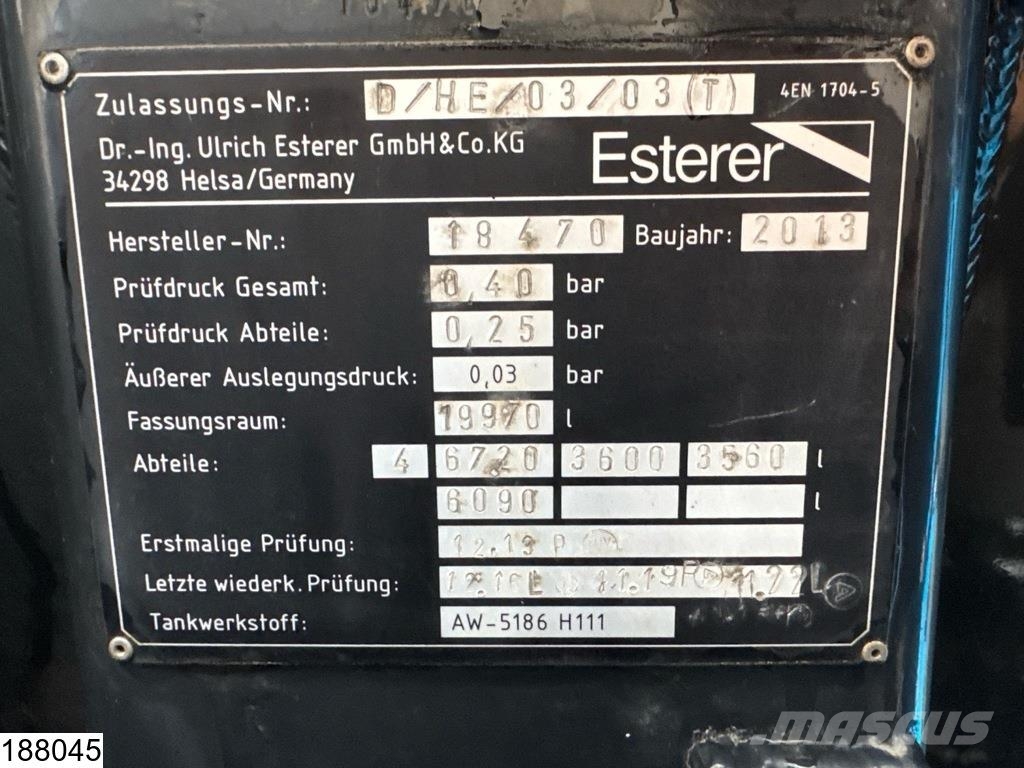 MAN TGS 26 400 6x2, EURO 5, Esterer, 19.970 L, 4 Comp Camiones cisternas