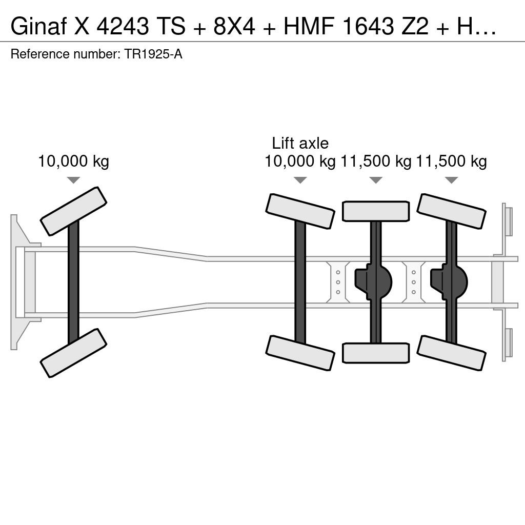 Ginaf X 4243 TS + 8X4 + HMF 1643 Z2 + HOOK ARM SYSTEM شاحنات الرافعات الخطافية