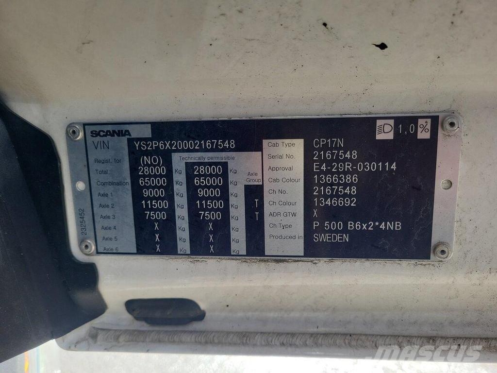 Scania P 500 6x2*4 9 TON FRONT AXLE / RETARDER コンテナ、海コン車