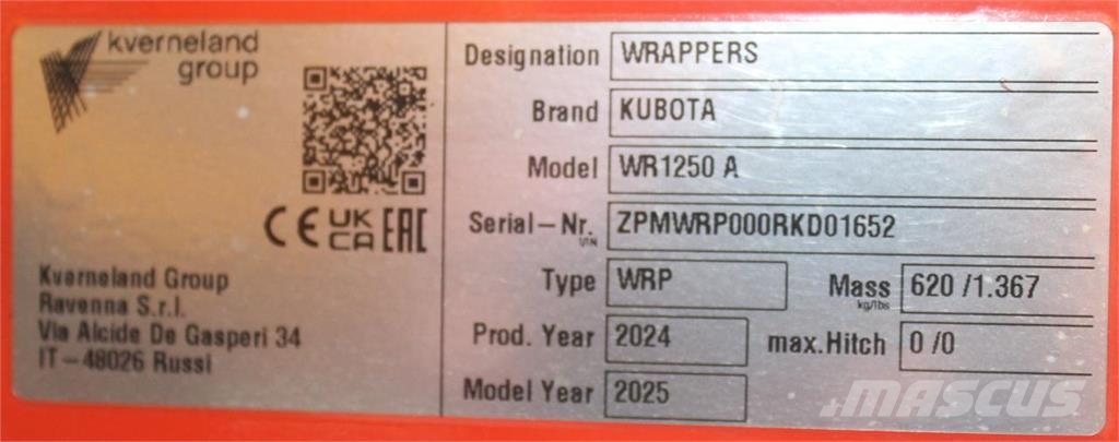Kverneland Kubota WR 1250 S II مغلفات