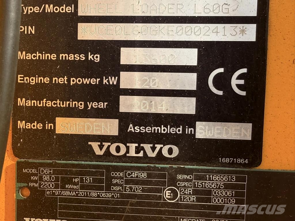 Volvo L60G L60G 輪胎式裝載機