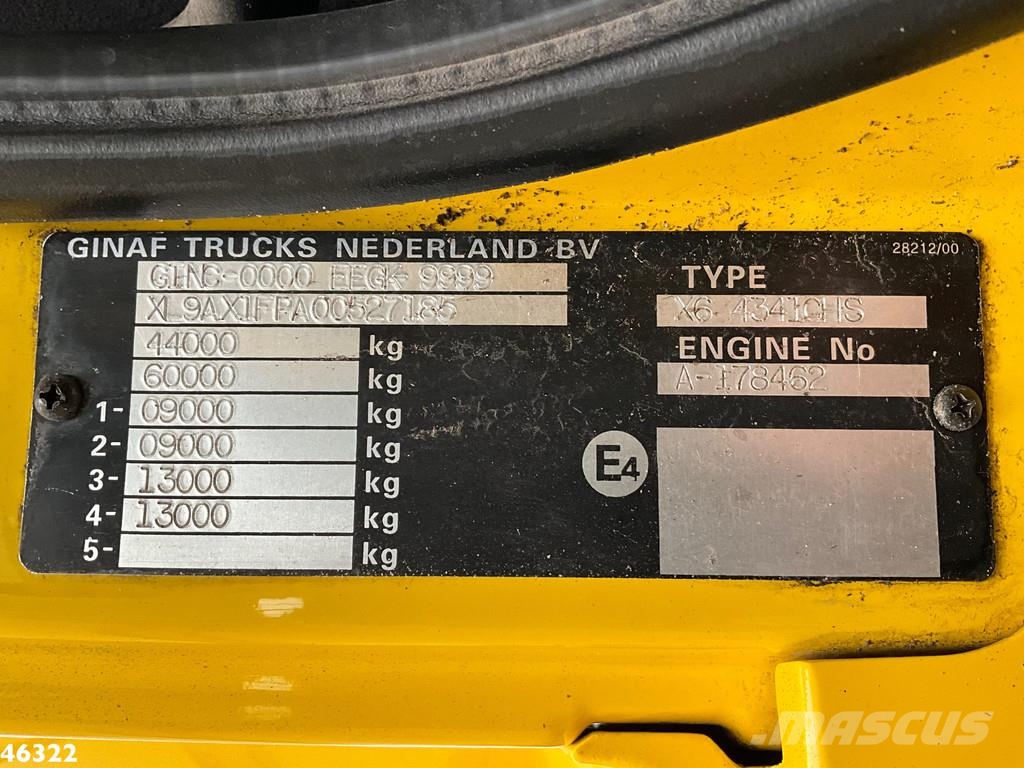 Ginaf X6 4341 8x4H Euro 6 Multilift 30 Ton haakarmsystee Hook lift trucks