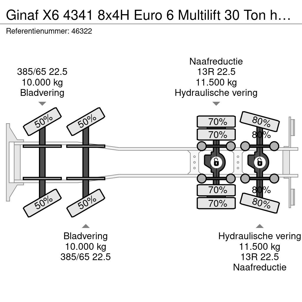 Ginaf X6 4341 8x4H Euro 6 Multilift 30 Ton haakarmsystee Hook lift trucks