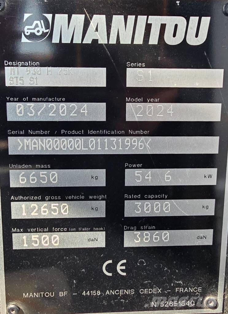Manitou MT 930 H Ładowarki teleskopowe