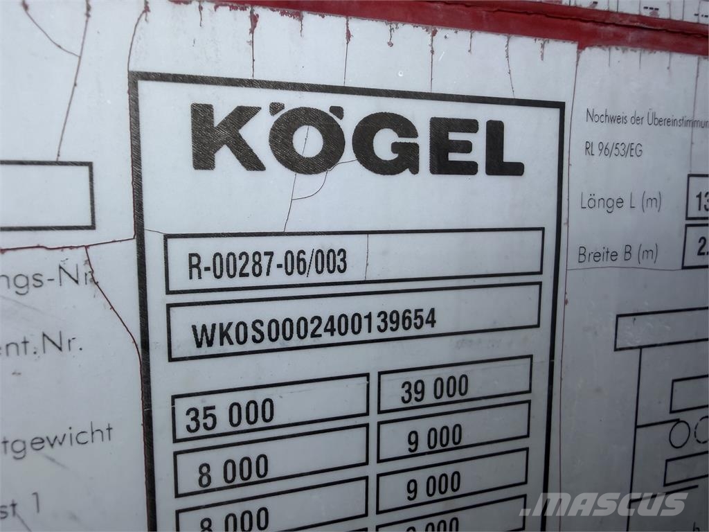 Kögel Iný model VIN 654 篷布半拖車