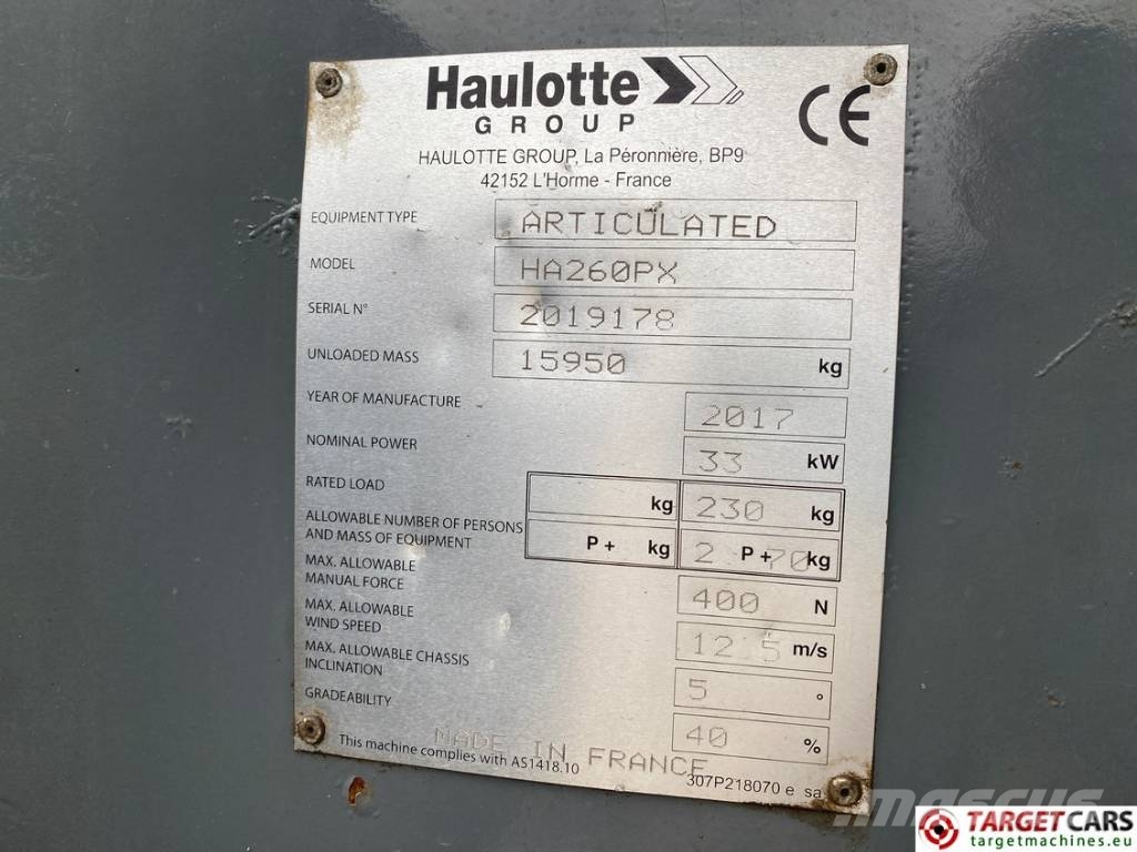 Haulotte HA260PX Diesel 4x4x4 Articulated Boom Lift 2560cm Zelfrijdende knikarm hoogwerker