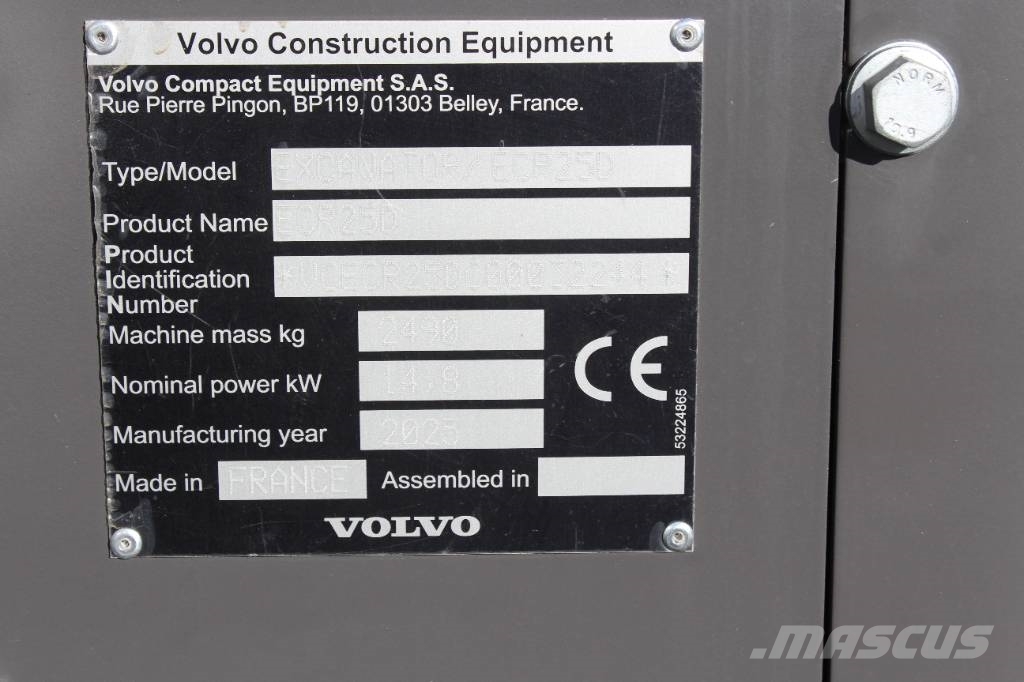 Ny Volvo ECR25D Minikoparki