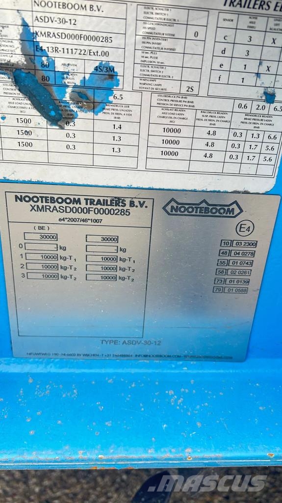 Nooteboom 3 asser | hydraulische bruggen | 30 ton | lift as Nizki nakladalci