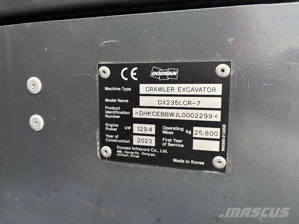 Doosan DX 235 LCR-7 / Puskulevy Telakaivukoneet