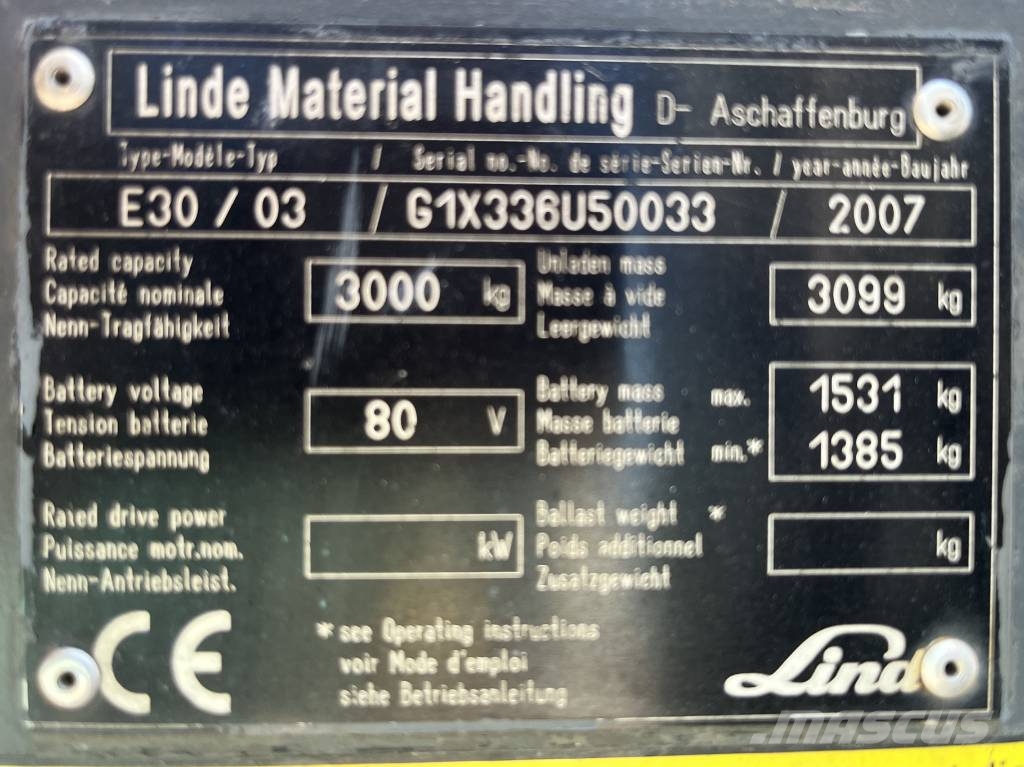 Linde E30/03 /336/ V-4281 INW OB Stivuitor electric