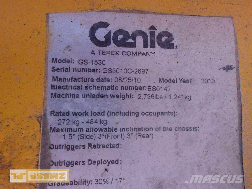 Genie GS 1530 Šķerveida pacēlāji