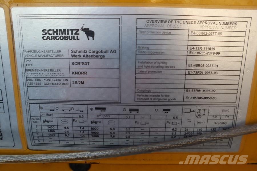 Schmitz Cargobull SCB3ST CoC Documents, Dutch Registration, 3-Axle, Schuifzeilopbouw
