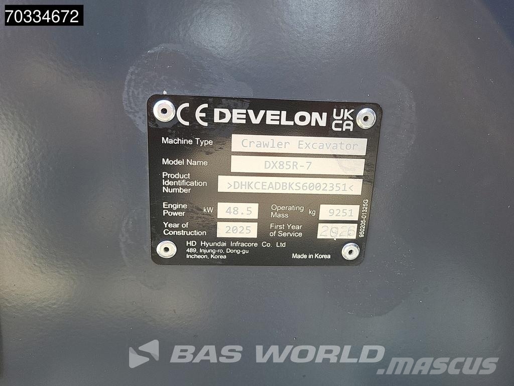 Develon DX85 R-7 A/C Minigraafmachines < 7t