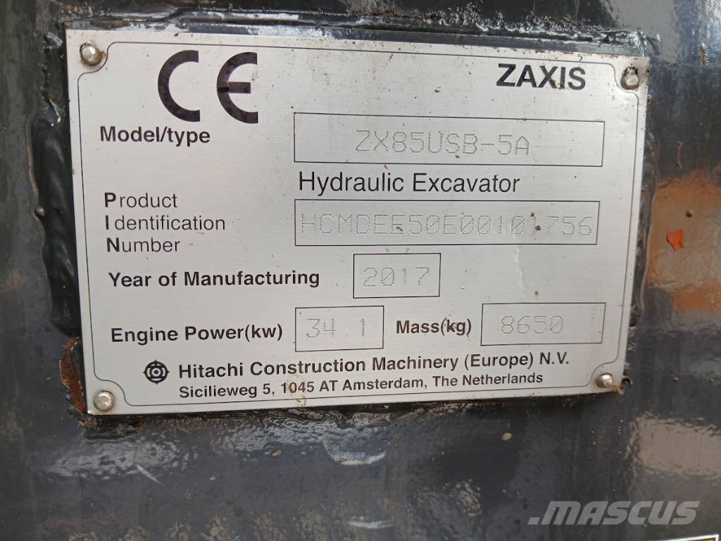 Hitachi ZX 85 US B-5A Telakaivukoneet