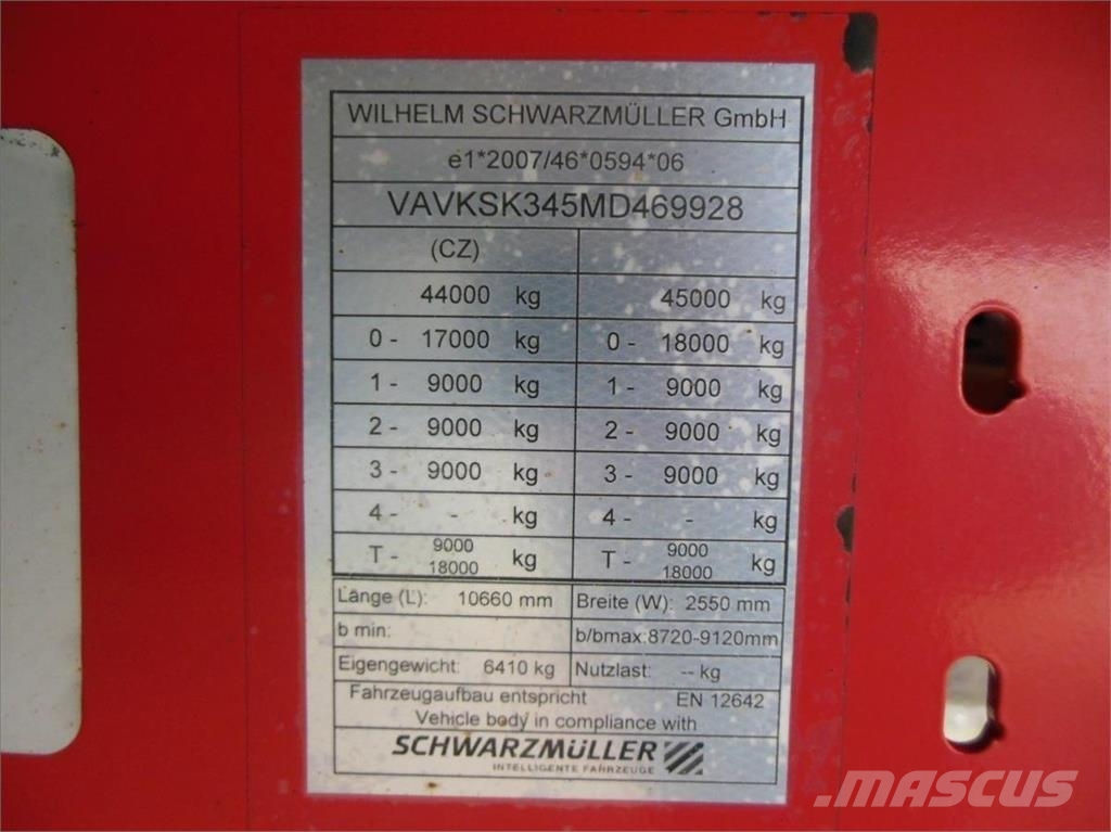 Schwarzmüller KIS 3/E, SAF, 49m3, Nápravy 9t Billenő félpótkocsik