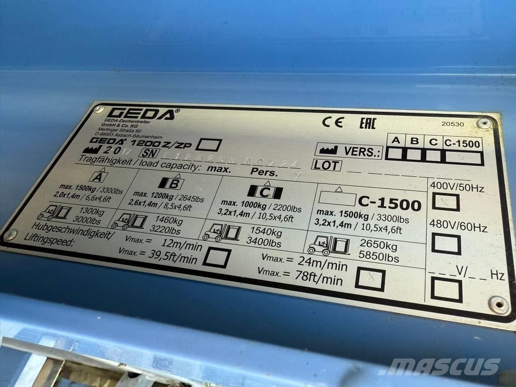 Geda 1200 Z ZP Podnośniki masztowe