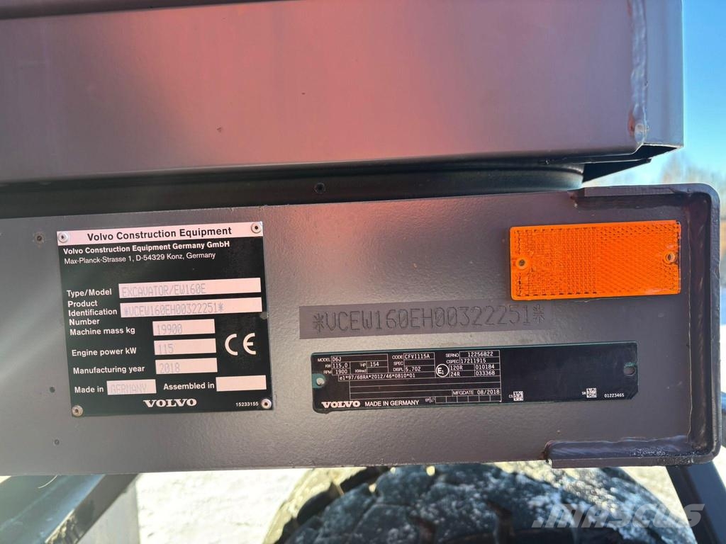 Volvo EW 160 E TILTROTATOR / AC / CENTRAL LUBRICATION Kolesové rýpadlá