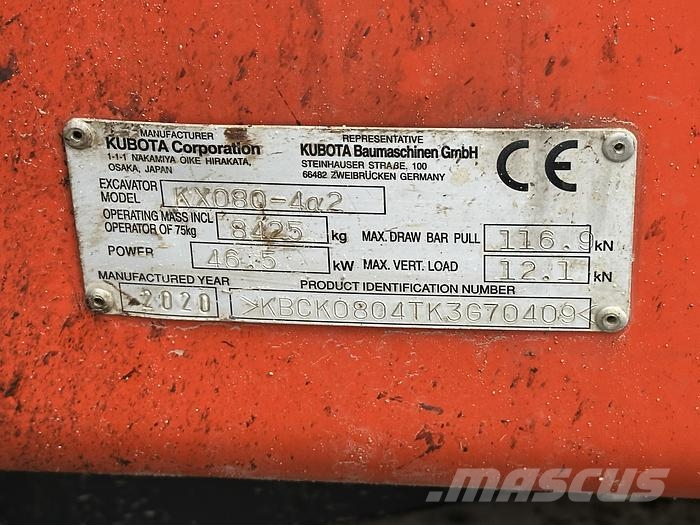 Kubota KX080-4A2 Midigraafmachines 7t - 12t