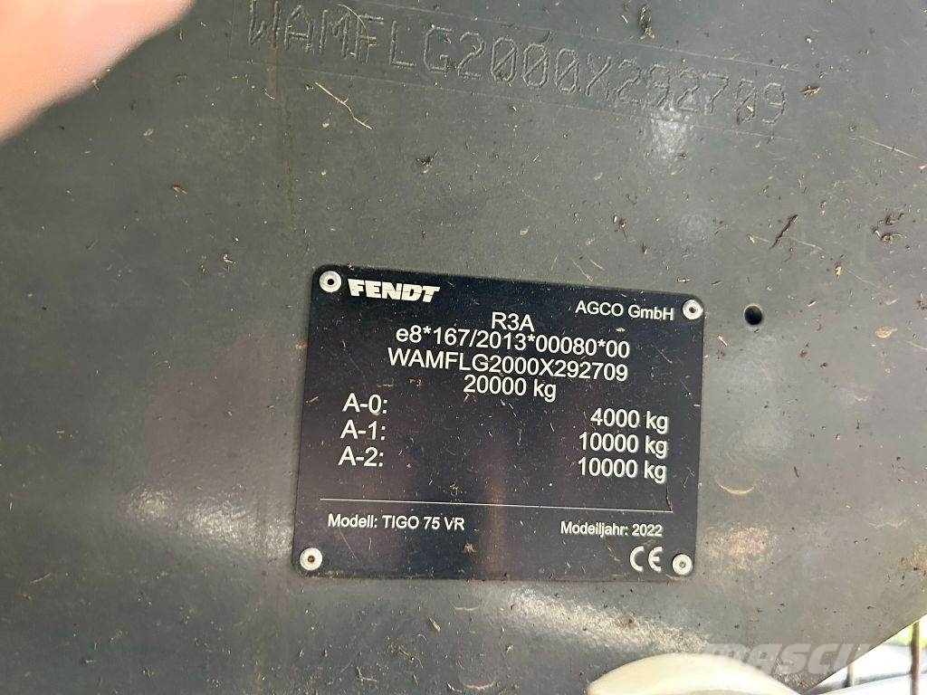 Fendt tigo 75 VR Lopbarības piekabes