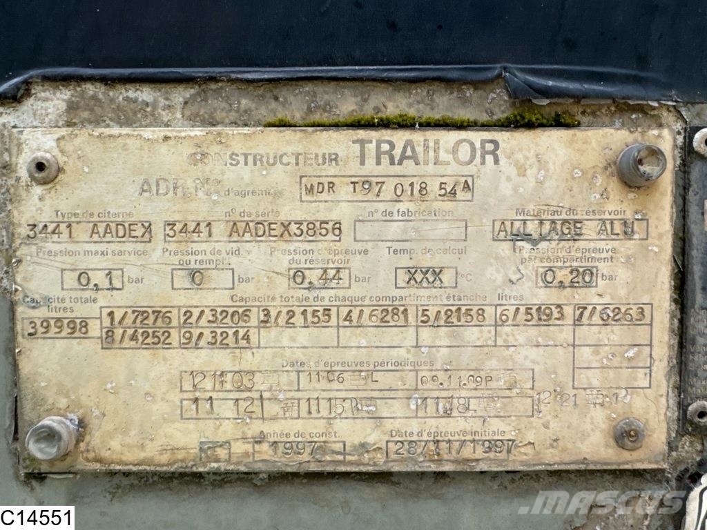 Trailor Fuel 39.998 Liter, 9 Comp, Fuel Naczepy cysterna