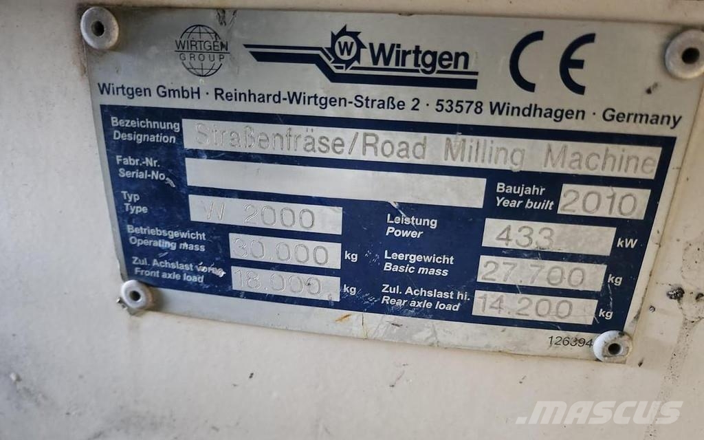 Wirtgen W2000 Máquinas de pedra de concreto