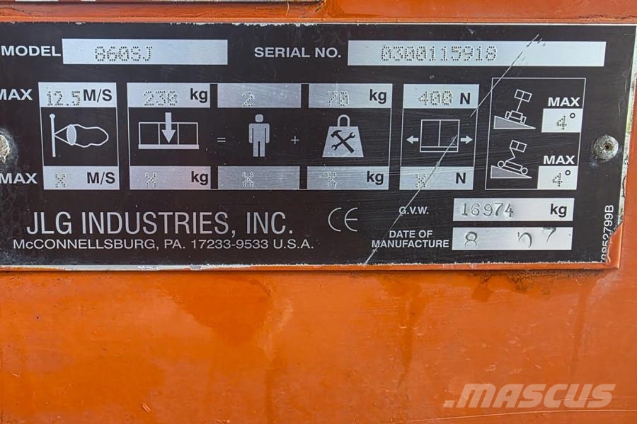 JLG 860SJ Diesel, 4x4 Drive, 28.2m Working Height, 22. لوادر انزلاقية التوجيه
