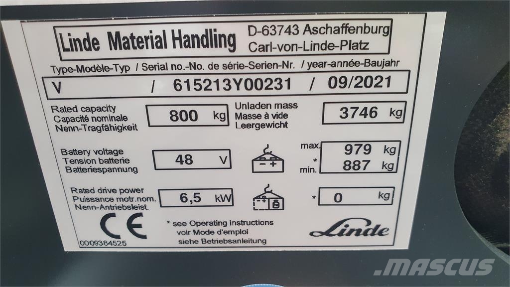 Linde V48 Komissiózó magas emelésű targonca