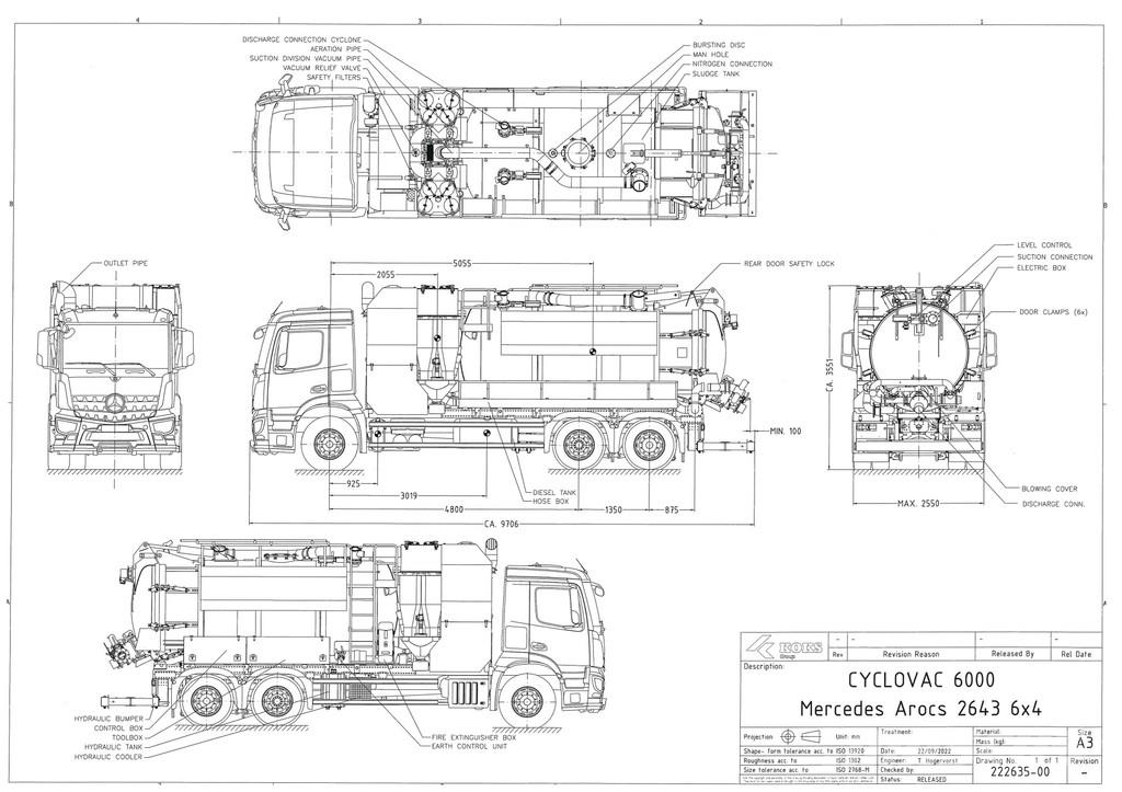 Mercedes-Benz Arocs 2643 6x4 Koks Cyclovac Vacuum Droge stoffen 콤비/진공 트럭
