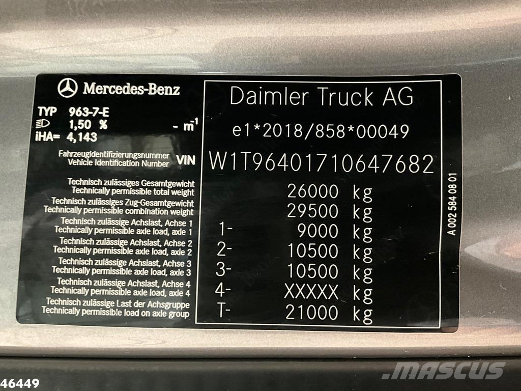 Mercedes-Benz Arocs 2643 6x4 Koks Cyclovac Vacuum Droge stoffen 콤비/진공 트럭