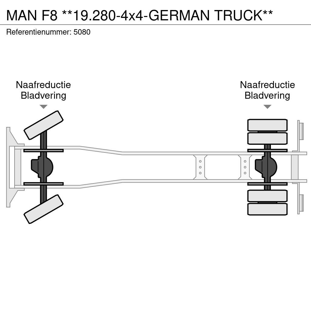 MAN F8 **19.280-4x4-GERMAN TRUCK** شاحنات مسطحة/مفصلية الجوانب