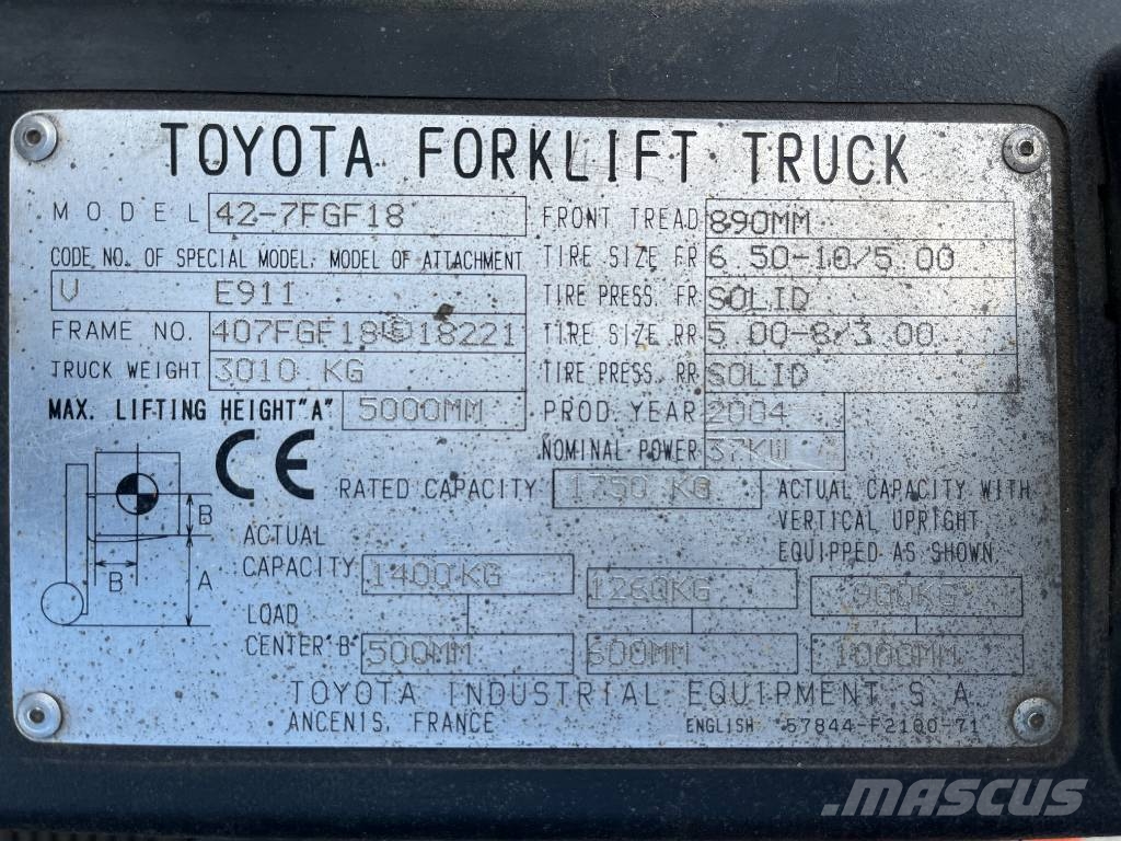 Toyota 7 FGF 18 /42/ V-2340 OB Electric forklifts