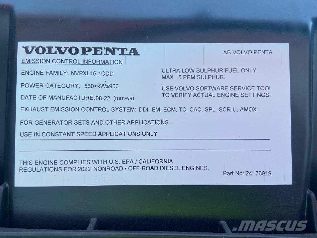 Volvo TWD1683GE - 740 kVA Stage V - DPX-19040-O Diesel Generatoren