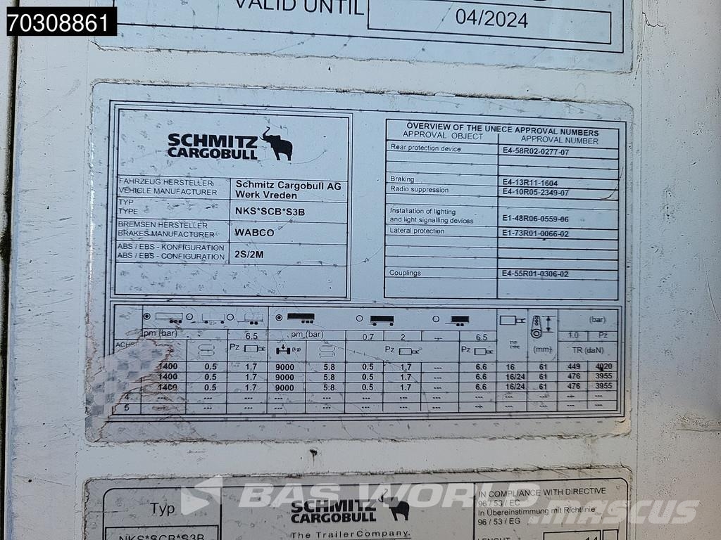 Schmitz Cargobull NKS*SCB*S3B Tail lift نصف مقطورات بدرجة حرارة قابلة للضبط