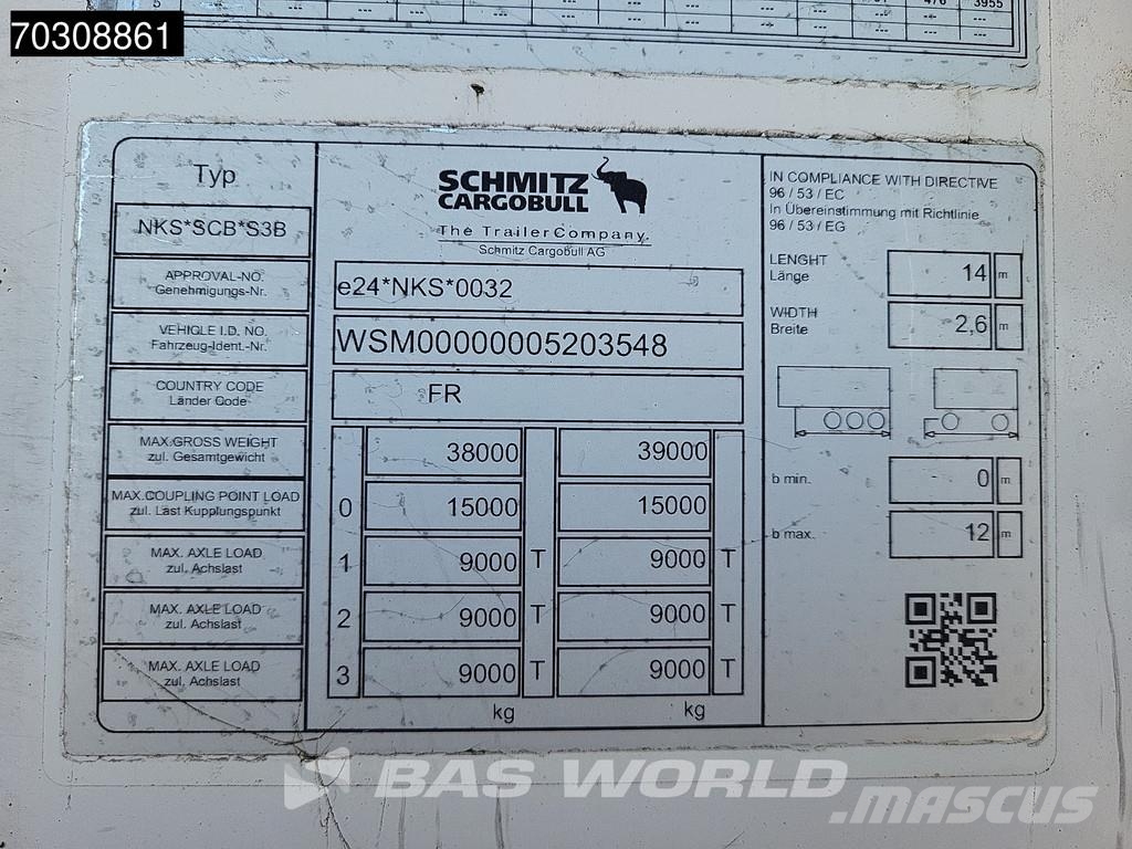 Schmitz Cargobull NKS*SCB*S3B Tail lift نصف مقطورات بدرجة حرارة قابلة للضبط