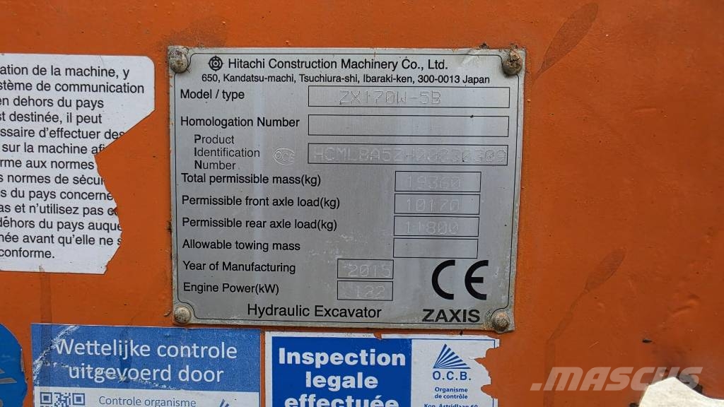 Hitachi ZX 170 W-5 B Оператори на отпадъци/индустрия
