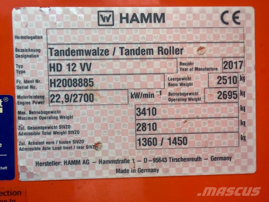Hamm HD12 VV Dvojni valjarji