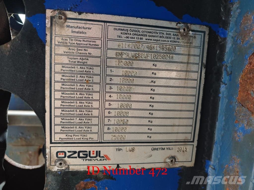 Ozgul LWS 8 Axle Semi trailer 8 Meter Extandable Powerst Semi remorque surbaissée